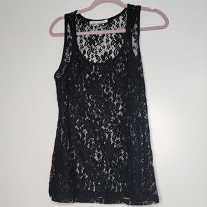 Black Floral Lace Tank